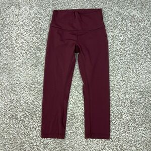 Lululemon Pants Womens 6 Red High Rise Cropped Leggings Wunder Under Workout Gym